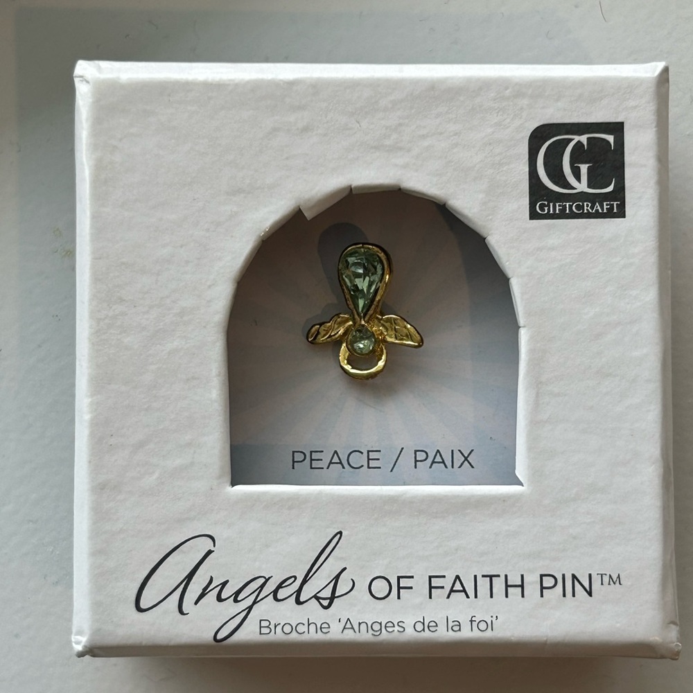 Giftcraft Angels of Faith Pin - Gold and Green